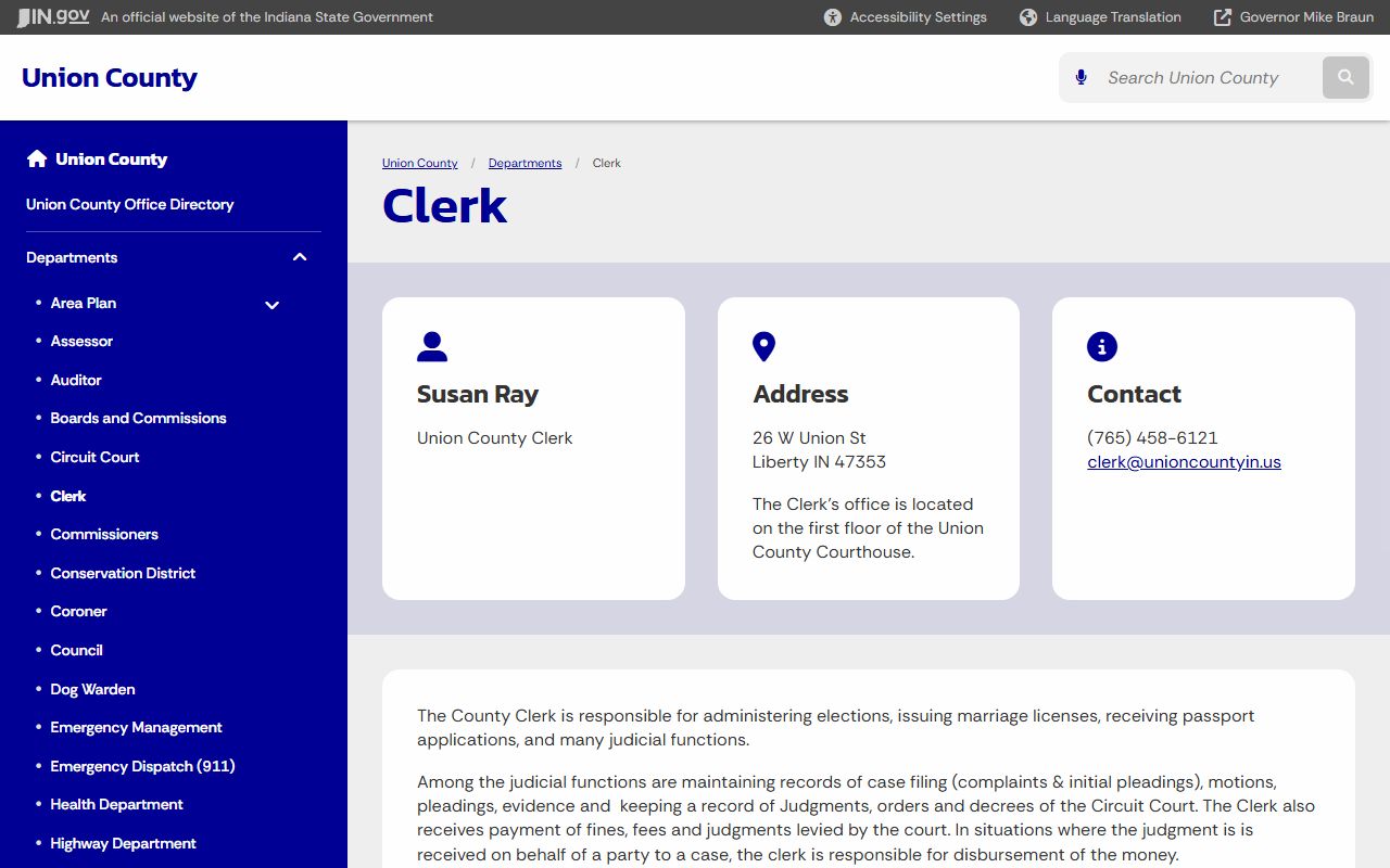 Union County court records after arrest clerk office information